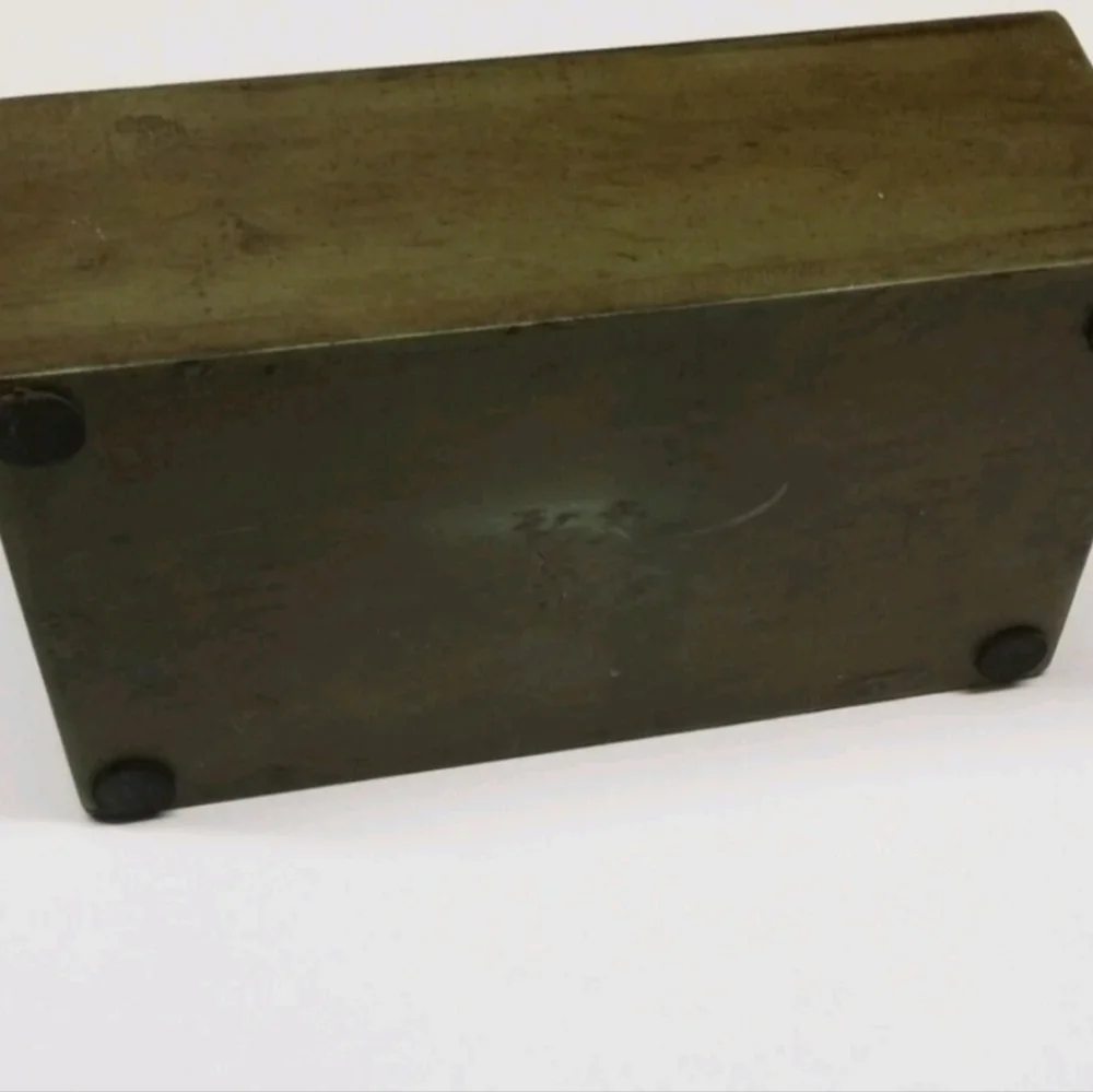 Wooden Lidded Trinket Jewelry Keepsake Box Green Stain, Decoupage Floral Top